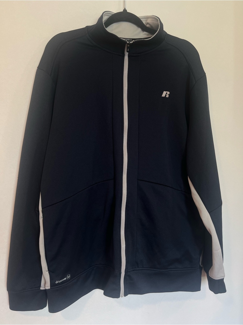 Russell Athletic Black Track Jacket with White Trim